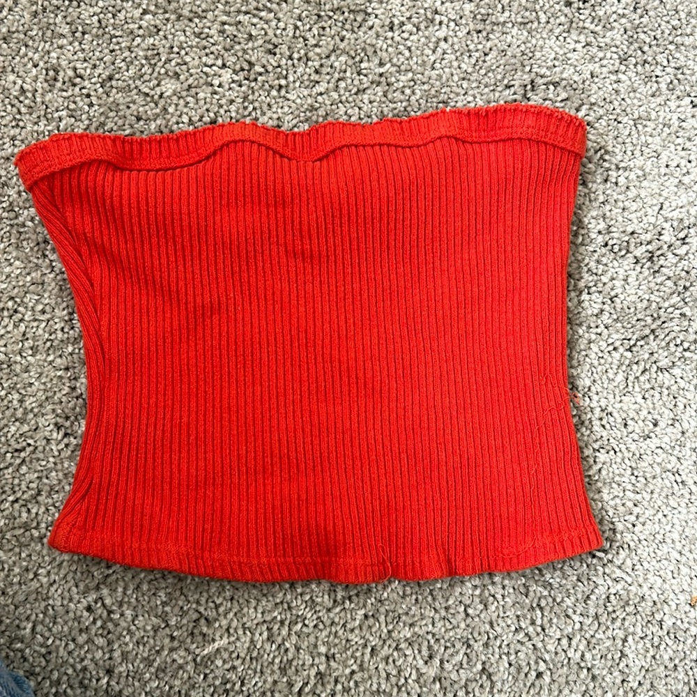Ribbed Red Tube Top